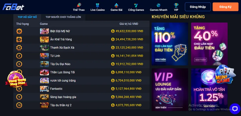 Các loại khuyến mãi tại ww888 win